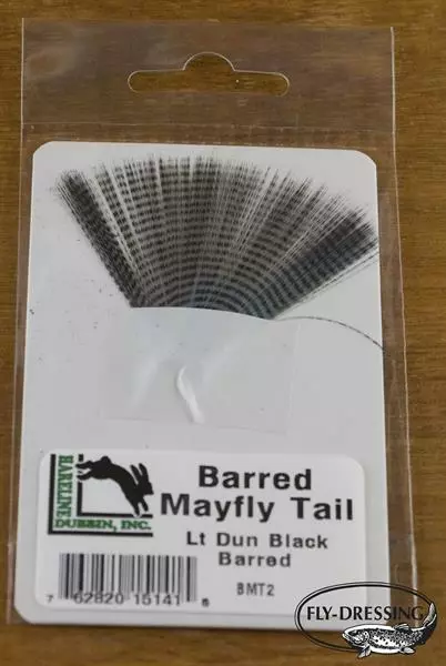 Hareline BARRED MAYFLY TAIL #2 LT DUN BLACK BARRED